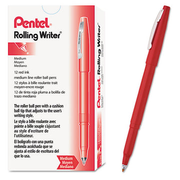 Pentel® Rolling Writer Roller Ball Pen, Stick, Medium 0.8 Mm, Red Ink, Red Barrel, Dozen freeshipping - TVN Wholesale